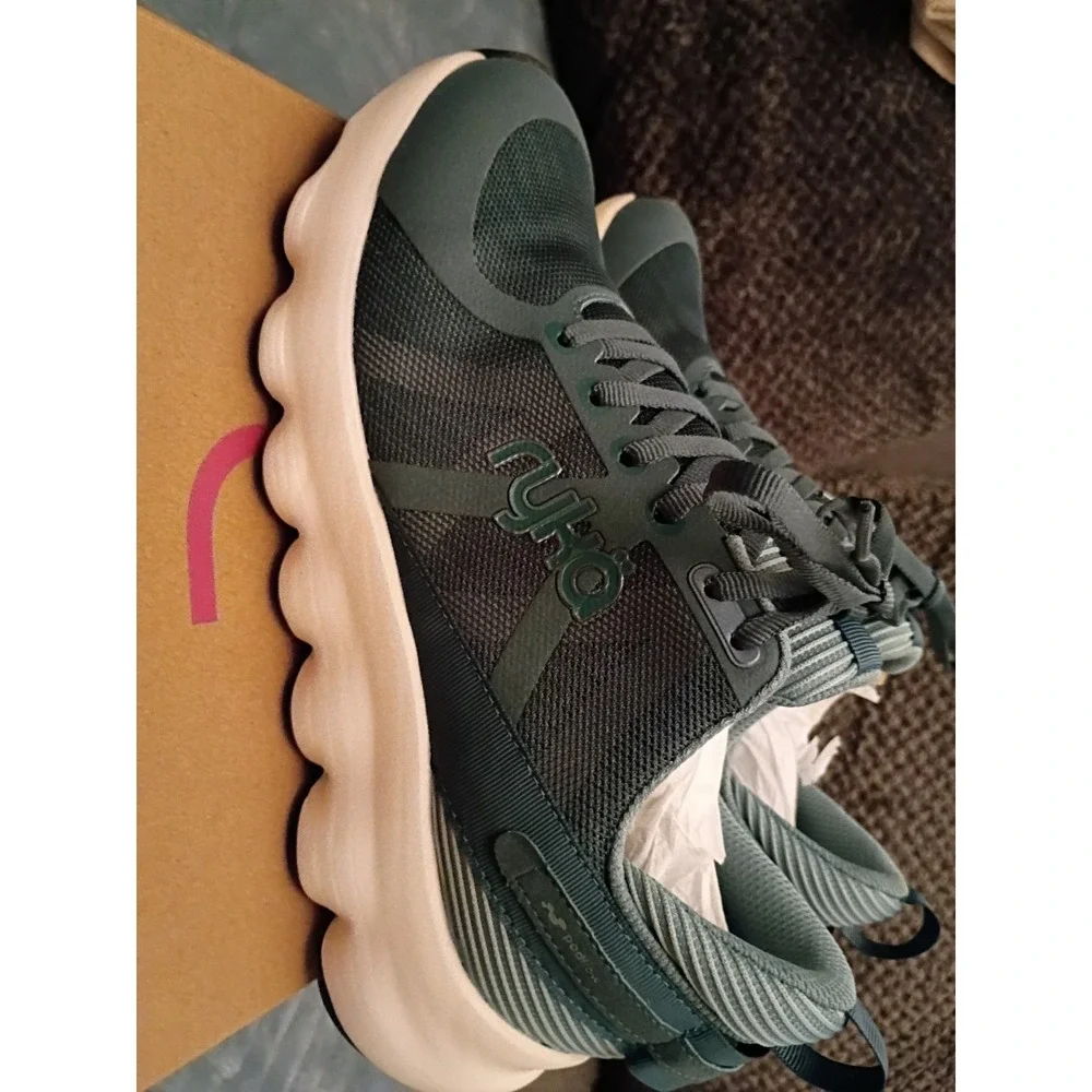 Ryka Podflow Deep Sea Green  Mesh Women's Walking Sneakers Lace Up Eco-Conscious